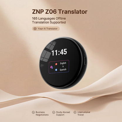 ZNP Z06 Smart Wearable AI Language Translator Real Time in 165 Languages
