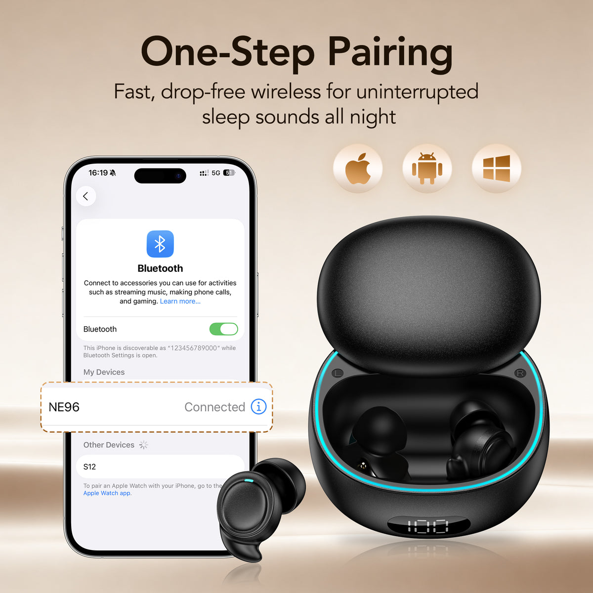 ZNP NE96 Metal/Plastic Bluetooth 6.0 Rechargeable Wireless Earbuds