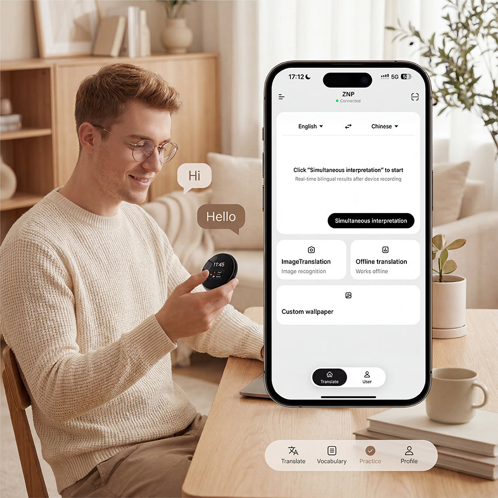 ZNP Z06 Smart Wearable AI Language Translator Real Time in 165 Languages